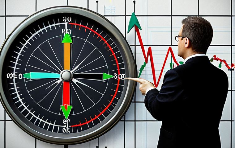 **Prompt 1:** A focused real estate investor, a man or woman in their late 30s, stands at a crossroads, symbolizing the complexity of the market. Around them, visual metaphors represent economic indicators: rising interest rate graphs, inflation charts, and a tangled web of market information. The investor holds a glowing compass pointing towards a stylized, well-maintained building, representing the "right timing" and a sound investment. Subtle digital overlays show "DPE" ratings and "IRL" indices. The atmosphere is analytical and decisive, with a touch of challenge. Realistic, detailed style, with a European urban backdrop.