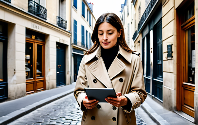 Analyzing a Parisian Neighborhood**

"A professional real estate appraiser, fully clothed in a stylish trench coat and carrying a tablet, standing on a charming street in Le Marais, Paris. The street is lined with boulangeries and historic buildings. She is observing the architecture and taking notes. Focus on the details of the Parisian streetscape. Safe for work, appropriate content, professional, perfect anatomy, natural proportions, well-formed hands, proper finger count, family-friendly, modest clothing."

**